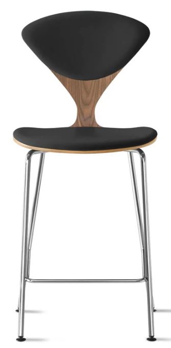 CHERNER Metal Base Stool- Natural Walnut w/ Seat & Back Pad