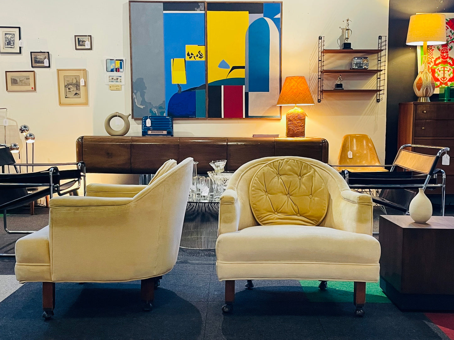 Pair of Velvet Club Chairs