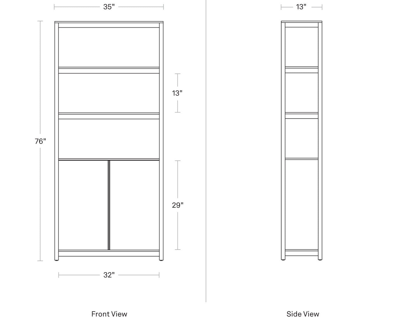 Open Plan Tall Bookcase with Storage