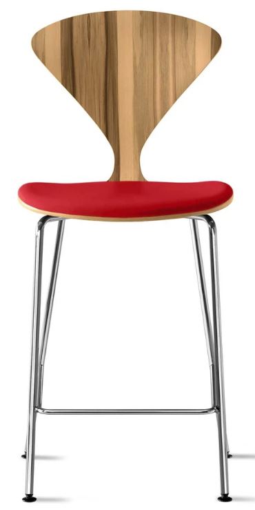 CHERNER Metal Base Stool- Natural Red Gum w/ Seat Pad Only