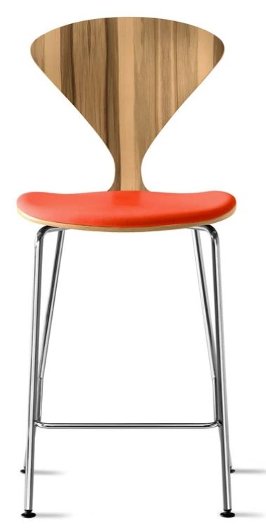 CHERNER Metal Base Stool- Natural Red Gum w/ Seat Pad Only