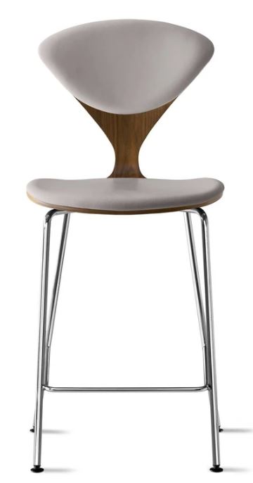 CHERNER Metal Base Stool- Classic Walnut w/ Seat & Back Pad