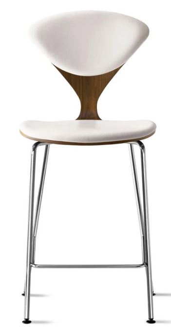 CHERNER Metal Base Stool- Classic Walnut w/ Seat & Back Pad