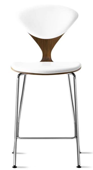 CHERNER Metal Base Stool- Classic Walnut w/ Seat & Back Pad