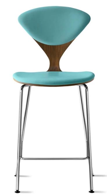 CHERNER Metal Base Stool- Classic Walnut w/ Seat & Back Pad