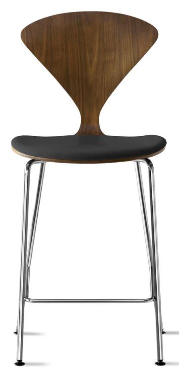 CHERNER Metal Base Stool- Classic Walnut w/ Seat Pad Only