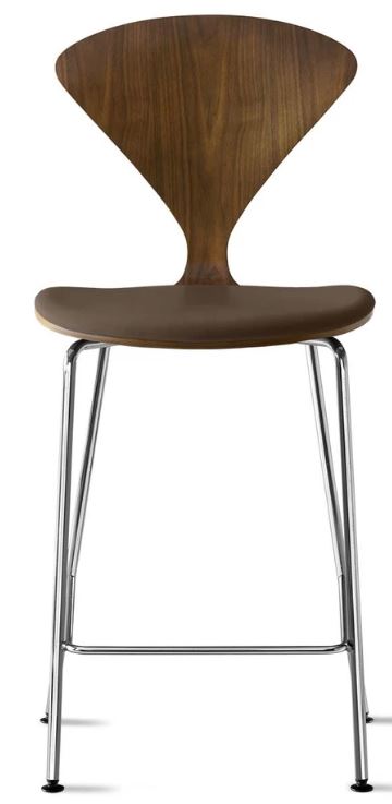 CHERNER Metal Base Stool- Classic Walnut w/ Seat Pad Only