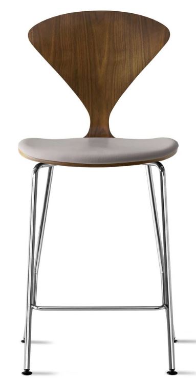 CHERNER Metal Base Stool- Classic Walnut w/ Seat Pad Only