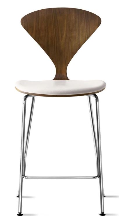 CHERNER Metal Base Stool- Classic Walnut w/ Seat Pad Only