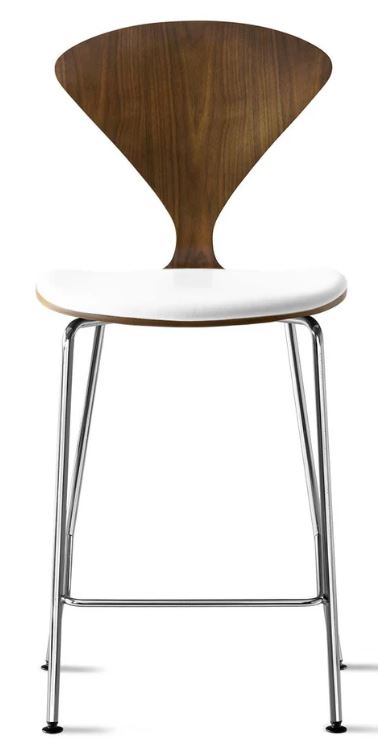 CHERNER Metal Base Stool- Classic Walnut w/ Seat Pad Only