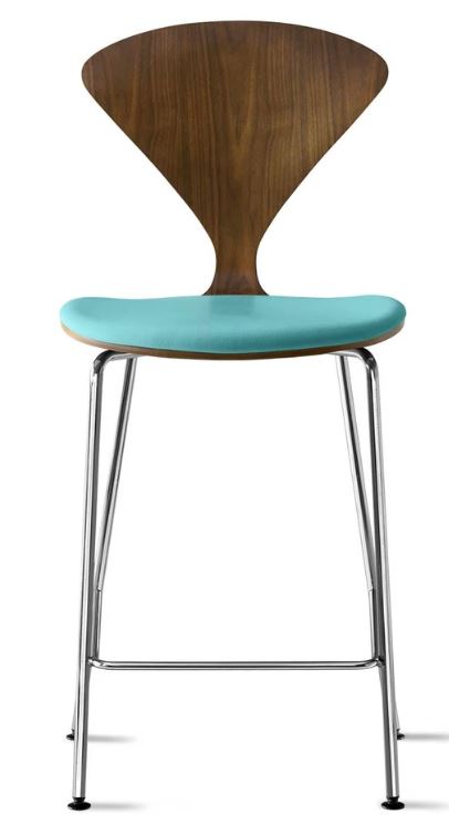 CHERNER Metal Base Stool- Classic Walnut w/ Seat Pad Only