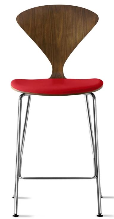 CHERNER Metal Base Stool- Classic Walnut w/ Seat Pad Only