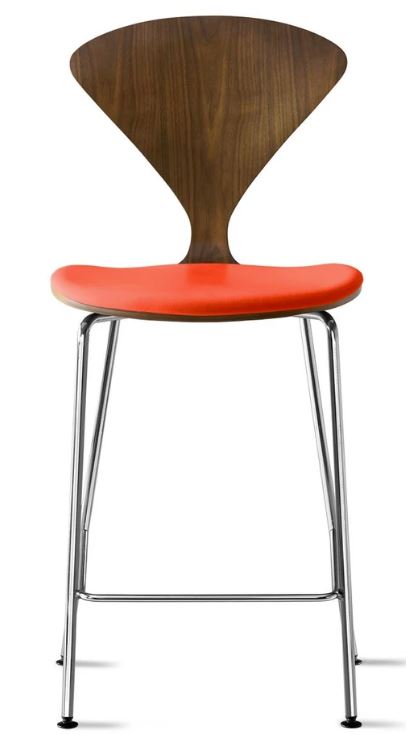 CHERNER Metal Base Stool- Classic Walnut w/ Seat Pad Only