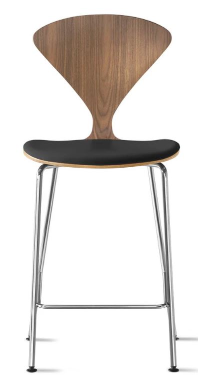 CHERNER Metal Base Stool- Natural Walnut w/ Seat Pad Only