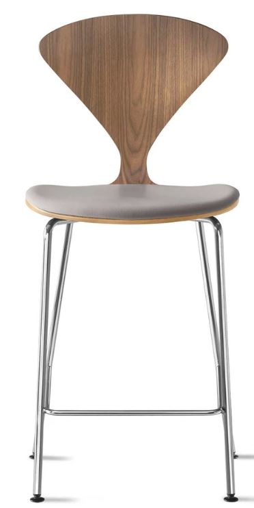 CHERNER Metal Base Stool- Natural Walnut w/ Seat Pad Only