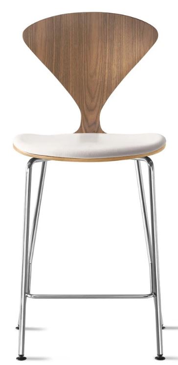 CHERNER Metal Base Stool- Natural Walnut w/ Seat Pad Only