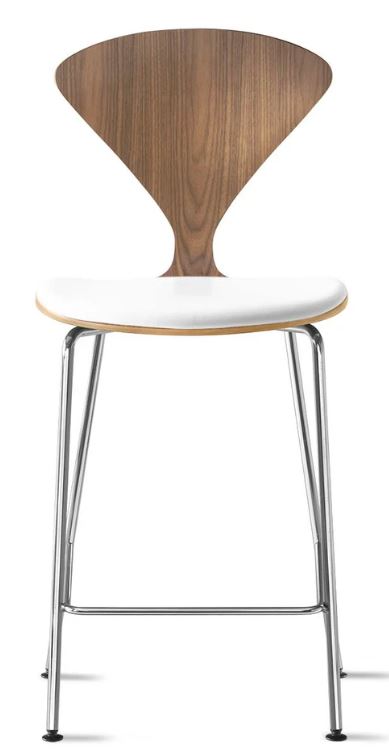 CHERNER Metal Base Stool- Natural Walnut w/ Seat Pad Only