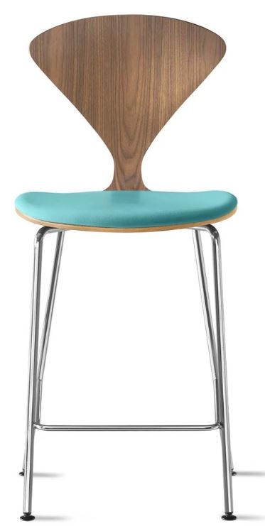 CHERNER Metal Base Stool- Natural Walnut w/ Seat Pad Only