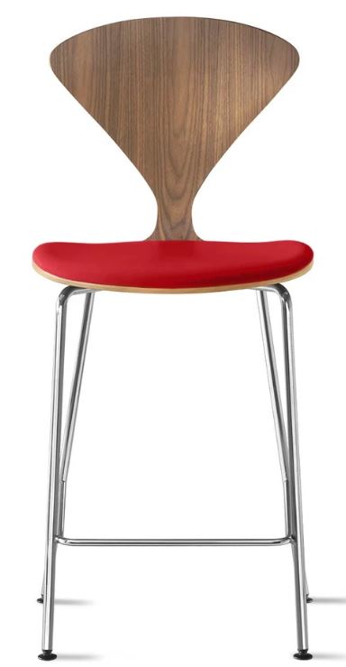 CHERNER Metal Base Stool- Natural Walnut w/ Seat Pad Only