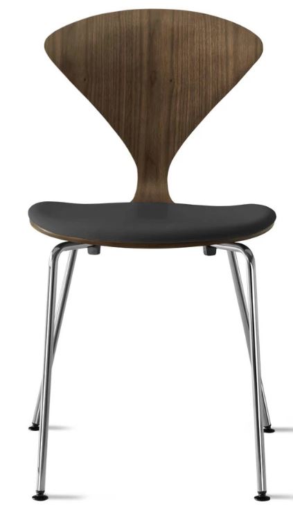 CHERNER Metal Base Chair- Classic Walnut w/ Seat Pad Only