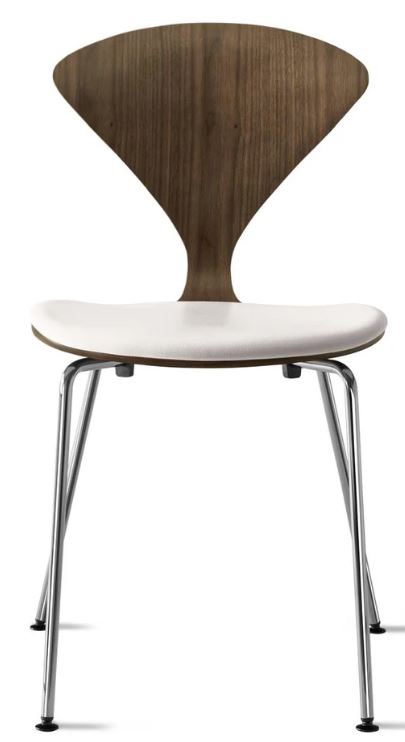 CHERNER Metal Base Chair- Classic Walnut w/ Seat Pad Only