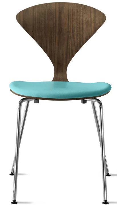 CHERNER Metal Base Chair- Classic Walnut w/ Seat Pad Only