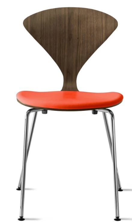 CHERNER Metal Base Chair- Classic Walnut w/ Seat Pad Only