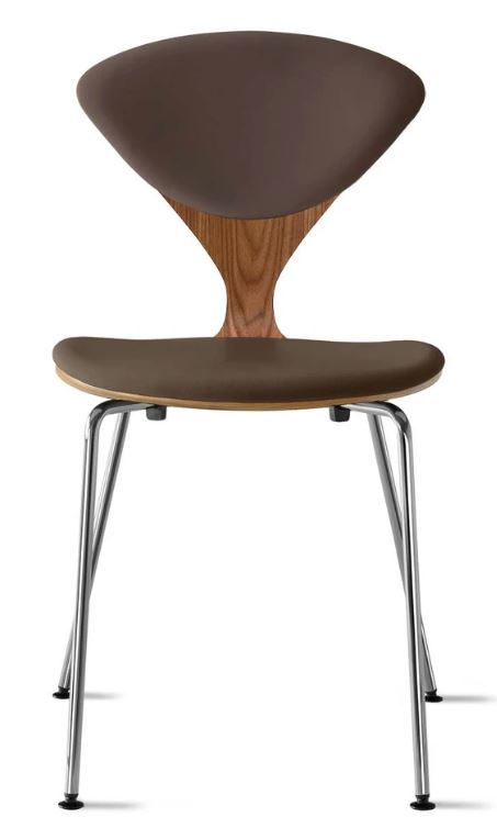 CHERNER Metal Base Chair- Natural Walnut w/ Seat & Back Pad