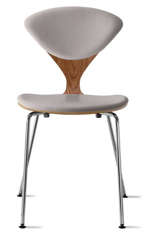 CHERNER Metal Base Chair- Natural Walnut w/ Seat & Back Pad