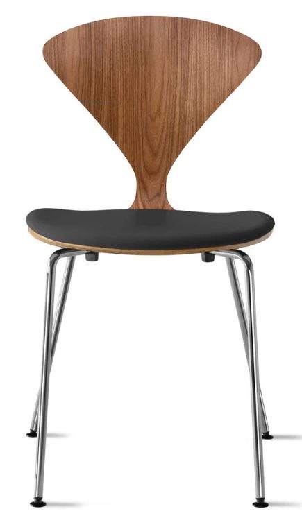 CHERNER Metal Base Chair- Natural Walnut w/ Seat Pad Only