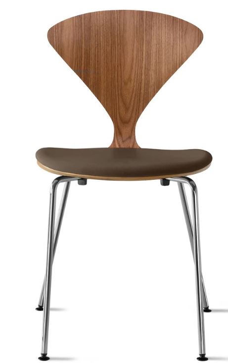 CHERNER Metal Base Chair- Natural Walnut w/ Seat Pad Only