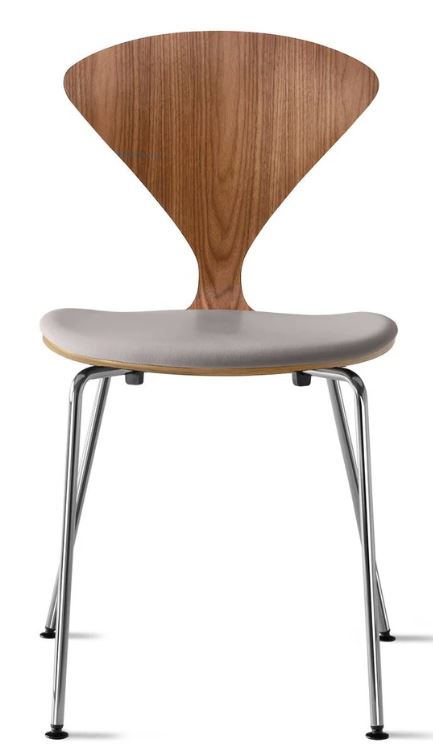 CHERNER Metal Base Chair- Natural Walnut w/ Seat Pad Only