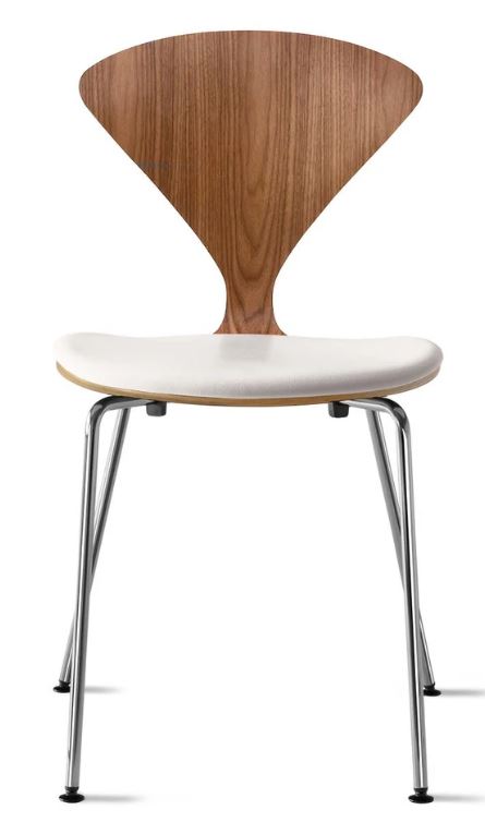 CHERNER Metal Base Chair- Natural Walnut w/ Seat Pad Only