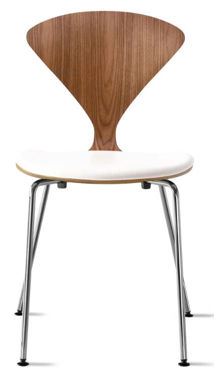 CHERNER Metal Base Chair- Natural Walnut w/ Seat Pad Only