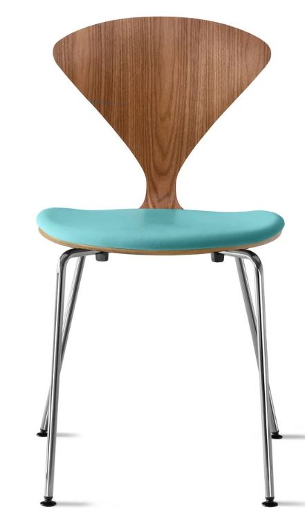 CHERNER Metal Base Chair- Natural Walnut w/ Seat Pad Only