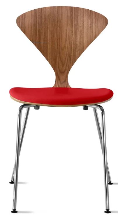 CHERNER Metal Base Chair- Natural Walnut w/ Seat Pad Only