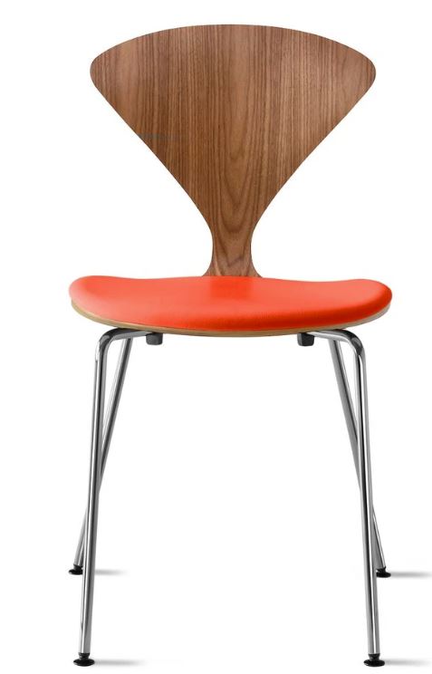 CHERNER Metal Base Chair- Natural Walnut w/ Seat Pad Only