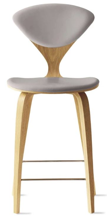 CHERNER Wood Base Stool- Natural White Oak w/ Seat & Back Pad