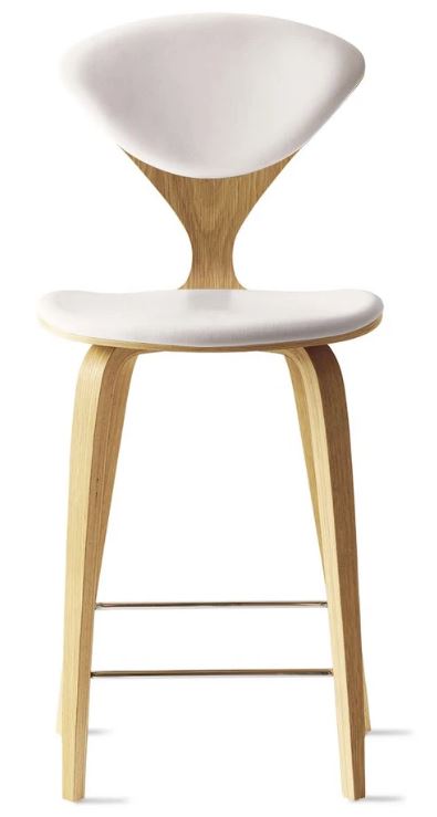 CHERNER Wood Base Stool- Natural White Oak w/ Seat & Back Pad