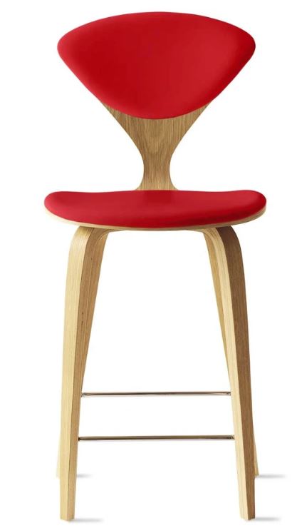 CHERNER Wood Base Stool- Natural White Oak w/ Seat & Back Pad