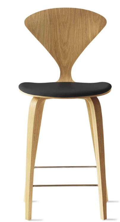 CHERNER Wood Base Stool- Natural White Oak w/ Seat Pad Only