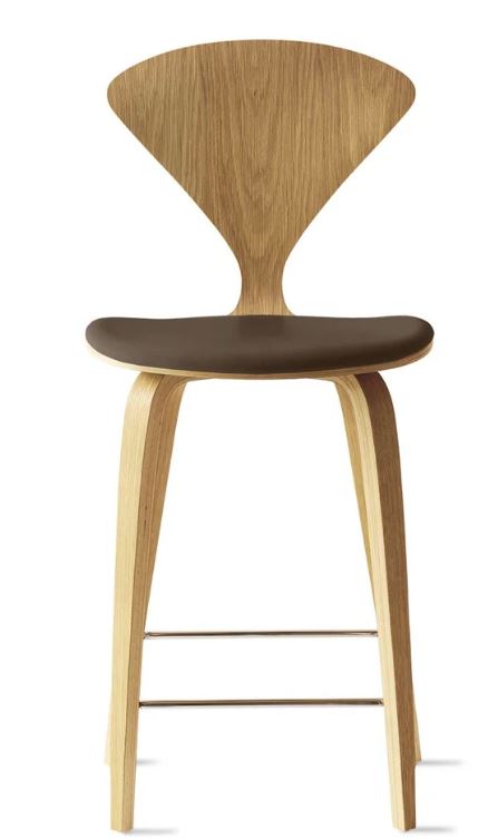 CHERNER Wood Base Stool- Natural White Oak w/ Seat Pad Only