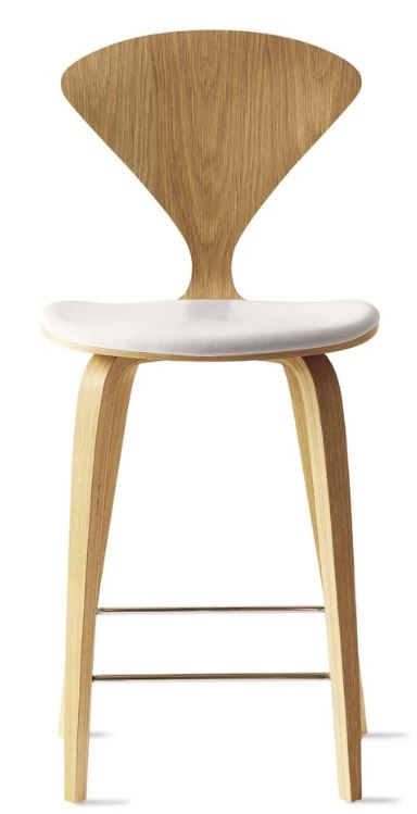 CHERNER Wood Base Stool- Natural White Oak w/ Seat Pad Only