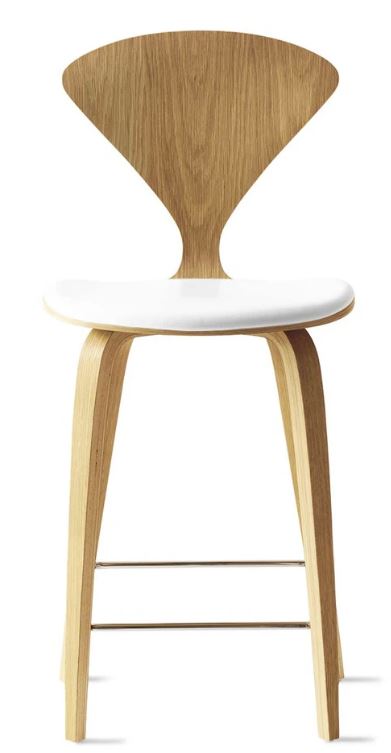 CHERNER Wood Base Stool- Natural White Oak w/ Seat Pad Only