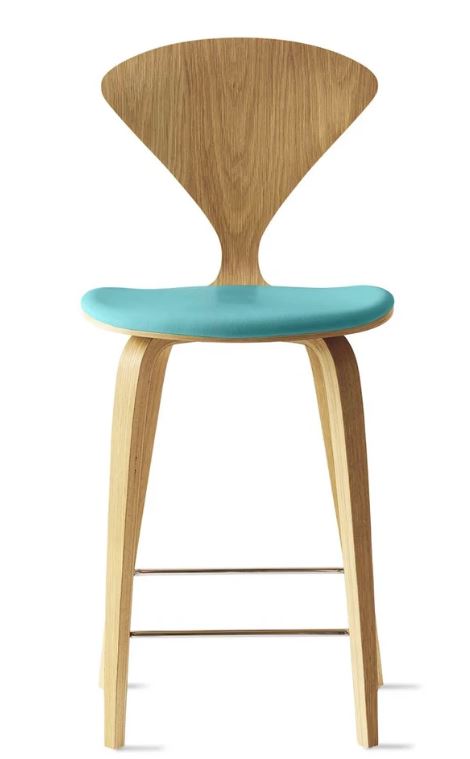 CHERNER Wood Base Stool- Natural White Oak w/ Seat Pad Only