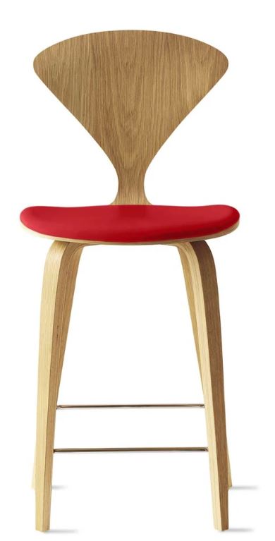 CHERNER Wood Base Stool- Natural White Oak w/ Seat Pad Only