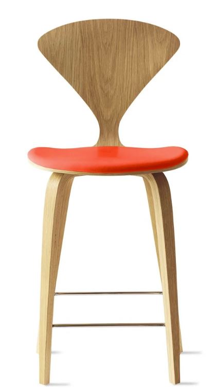 CHERNER Wood Base Stool- Natural White Oak w/ Seat Pad Only