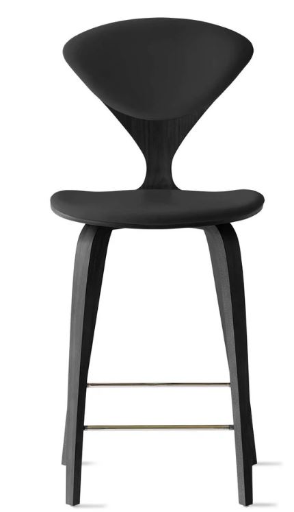 CHERNER Wood Base Stool- Classic Ebony w/ Seat & Back Pad