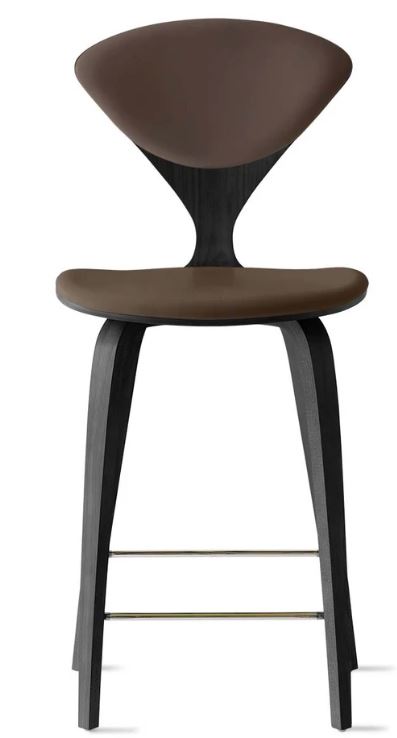 CHERNER Wood Base Stool- Classic Ebony w/ Seat & Back Pad