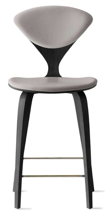 CHERNER Wood Base Stool- Classic Ebony w/ Seat & Back Pad